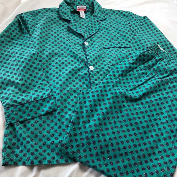 Manhattan 2Pc Green Print Pajama Set Sz Large - Picture 3 of 3